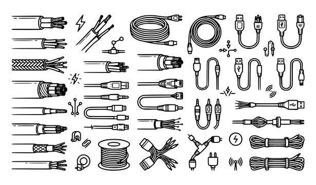 Electric cable and wire illustrations