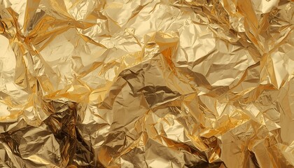 Obraz premium Abstract crumpled gold foil texture background shiny wrinkled metallic golden paper surface