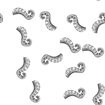 seamless pattern art octopus kraken tentacle hand drawn. underwater fantasy, isolated seafood, vintage water art octopus kraken tentacle black sketch illustration
