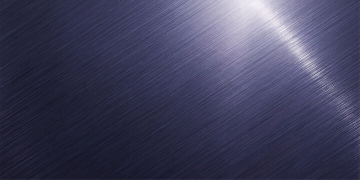 Brushed metal surface with a subtle sheen, showcasing fine parallel lines creating a sleek and modern texture in a deep blue hue.