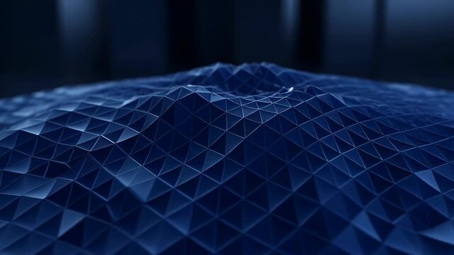 Blue corporate background abstract polygon surface with dark tone and smooth wave pattern, geometric low poly triangular texture, modern technology design for SEO