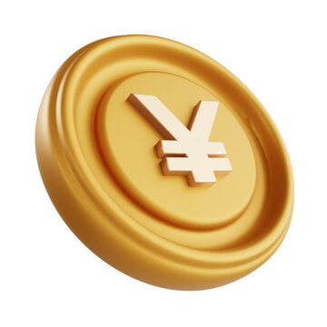 yen coin 3d icon illustration object