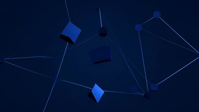 Corporate blue background abstract geometric line network with glowing node digital concept and connected data pattern for modern technology scene