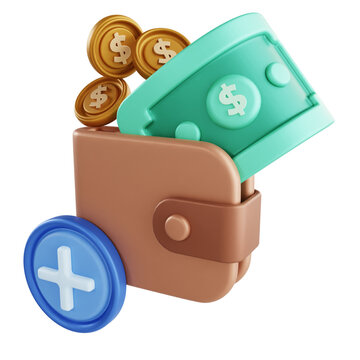wallet topup 3d icon illustration object