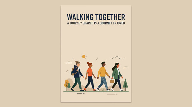 Group of People Walking Together in Unity.