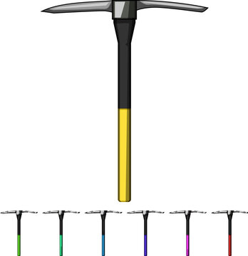 tool pickaxe cartoon. shovel pickax, pickaxe rock, dig chisel tool pickaxe sign colorful illustration