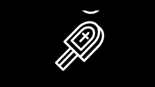 Stylized coffin icon with a cross symbol, representing death and funerals