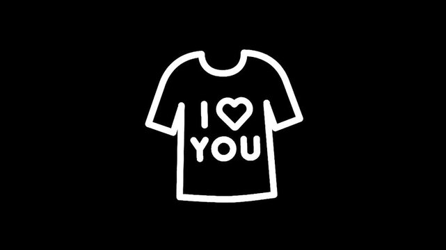 Simple white t-shirt with "I love you" graphic on black background