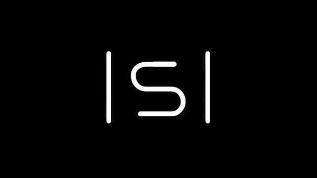 Minimalist white abstract symbol with vertical lines and a curved shape in the center