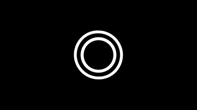 Minimalist white concentric circles on a black background, abstract geometric design