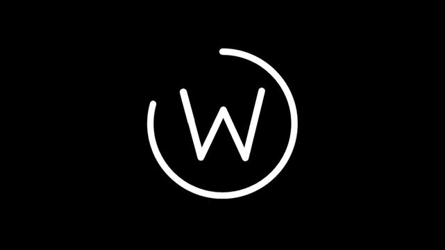 Minimalist white letter W inside a circle on a black background