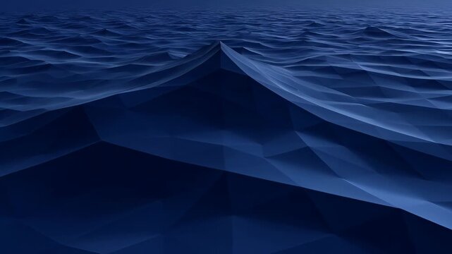 Abstract Blue Corporate Background Wave Ocean Sea Water Texture Pattern with Calm Low Poly Horizon Surface Ripple and Dark Digital Backdrop