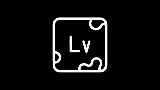 Atomic number 116 symbol Lv representing Livermorium element on a black background
