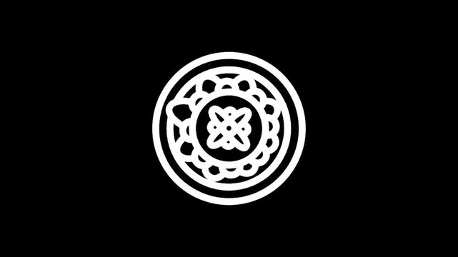 Abstract circular pattern with geometric floral motif and swirling elements