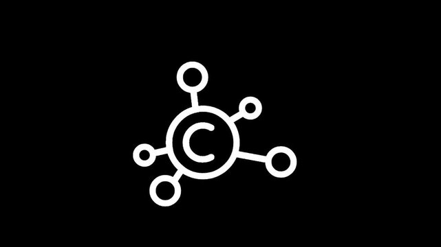 Abstract molecular structure with a central circle containing the letter C and connected nodes