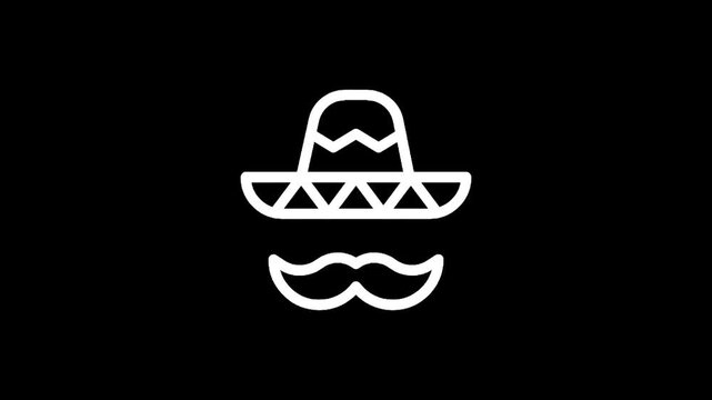 Iconic Mexican sombrero and mustache symbol on a black background