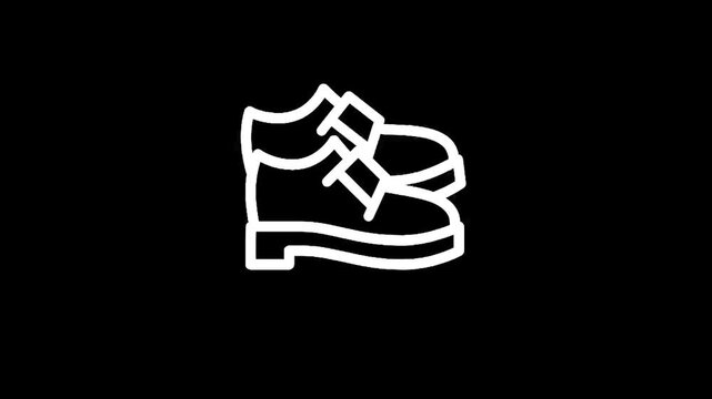 Iconic white outline of monk strap shoes on a black background