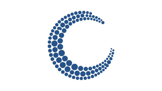 Crescent shape made of colorful circular dots pattern design