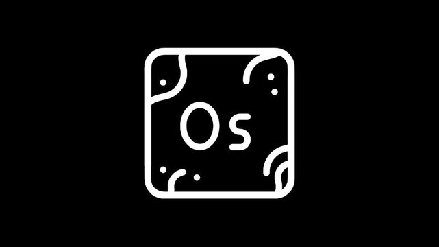 Periodic table element Osmium with atomic number 76 and symbol Os