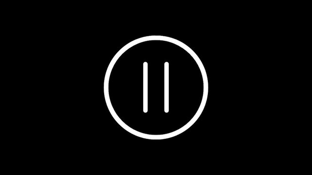 Minimalist white pause button icon on a stark black background, representing a break or stop