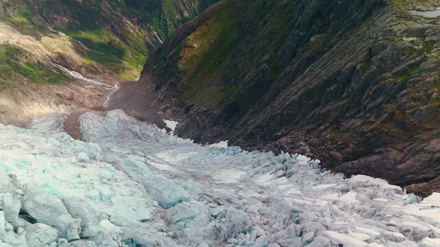 Aerial View of Buarbreen Glacier from Reinanuten Summit, Norway