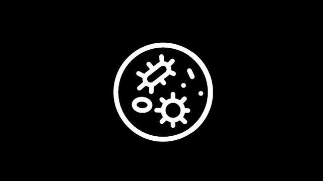 Microscopic view of bacteria and viruses in a petri dish, scientific research concept