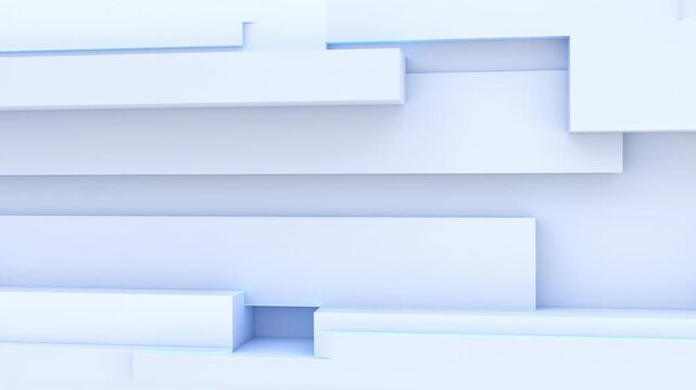 Abstract white geometric 3D blocks sliding horizontally background loop