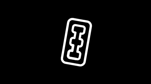 Simple white icon of a razor blade on a black background, minimalist design