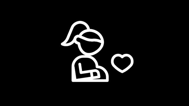 Pregnant woman icon with heart symbol, representing love and care during pregnancy