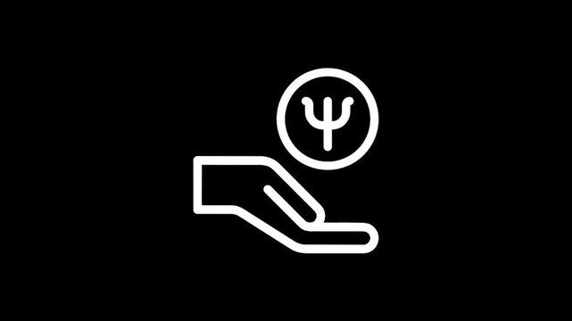 Psychology symbol on open hand icon representing mental health support and care