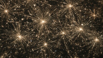 Fototapeta premium Festive sparkle texture background with glowing stars and golden shine.