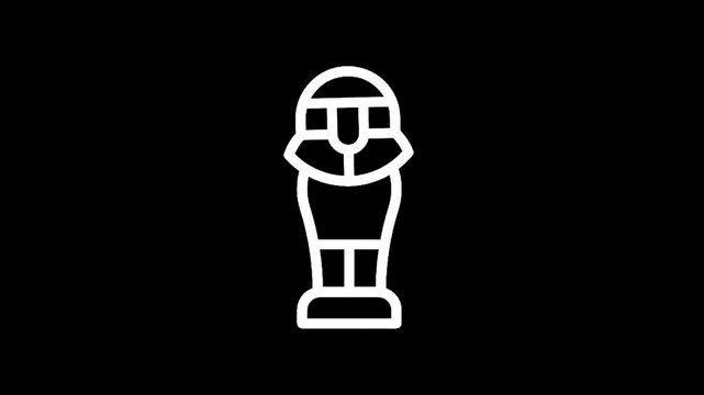 Stylized ancient Egyptian sarcophagus icon with white outline on black background
