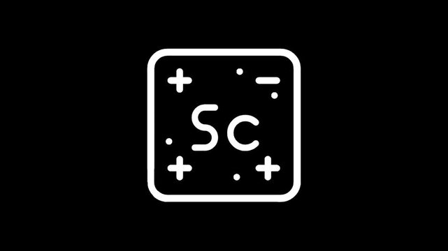 Periodic table element symbol for Scandium (Sc) with atomic number 21
