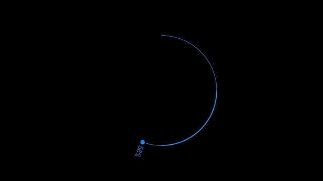 Blue Digital Circular Progress Bar with 100 Percent Completion Indicator