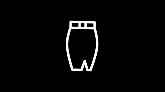 Simple white outline icon of a pencil skirt on a black background