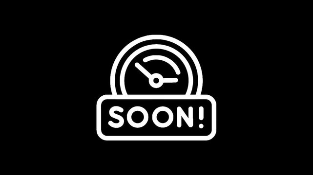 Speedometer icon with the word SOON! indicating upcoming event or launch
