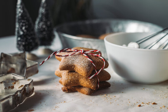 Stack of star-shaped Christmas Cookies