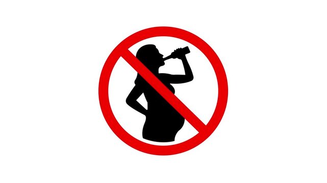 No Alcohol During Pregnancy Warning Sign on white background. responsible maternal care and unborn baby health protection symbol. 
