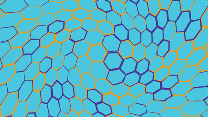 Obraz premium Abstract geometric background with blue, purple, and orange hexagons creating a modern honeycomb pattern