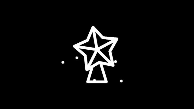 Simple white star topper icon with dots on black background, minimalist design