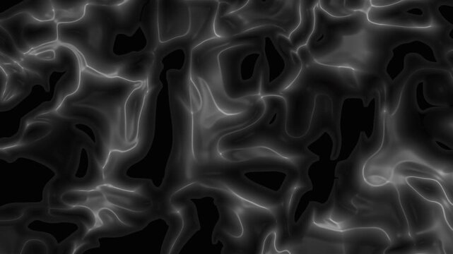 Abstract glowing white wavy ethereal energy patterns in a dark black void digital background. Suitable for innovative design projects.