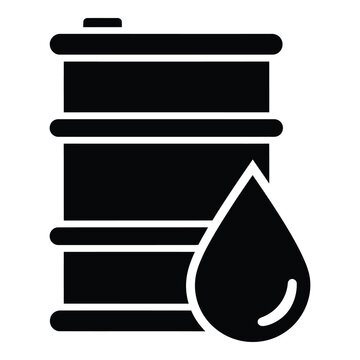 Black industrial oil barrel icon with a black drop symbol representing liquid energy icon