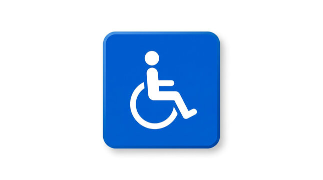 Blue Wheelchair Accessible Symbol Sign on White Background