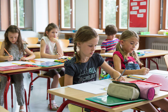 Schoolgirls at class