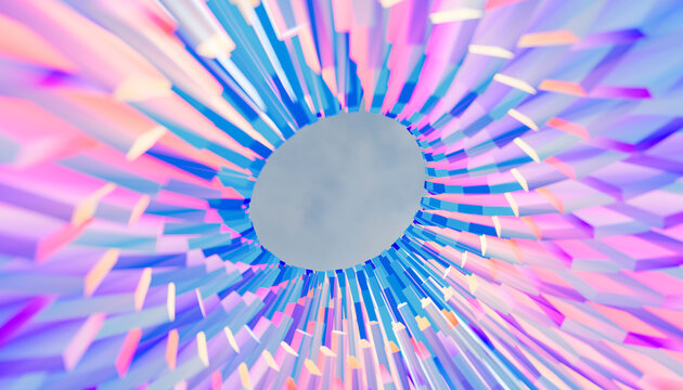 Colorful 3d radial pastel background with copy space in the center