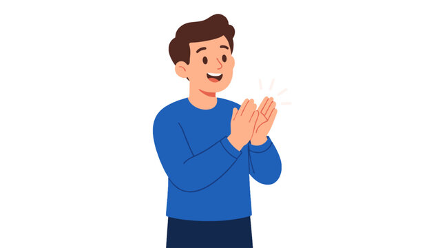 Flat vector illustration of a man clapping his hands
