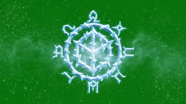 Glowing Magical Rune Symbol With Electric Energy On Vibrant Green Background For Fantasy And Mystical Themes