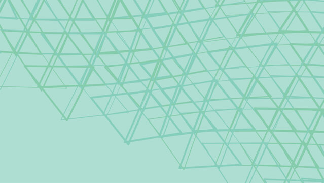 Pale green background with intersecting line drawing of triangles, abstract geometric pattern