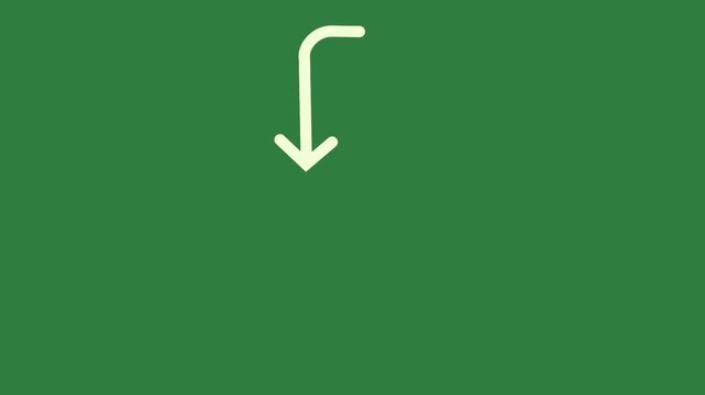 green border black arrow pointing to right up in middle green screen animated chromakey figure layers cartoonish composition scene illustration