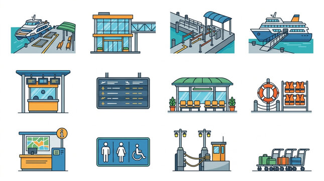 Port and Travel Checkpoints Illustration.